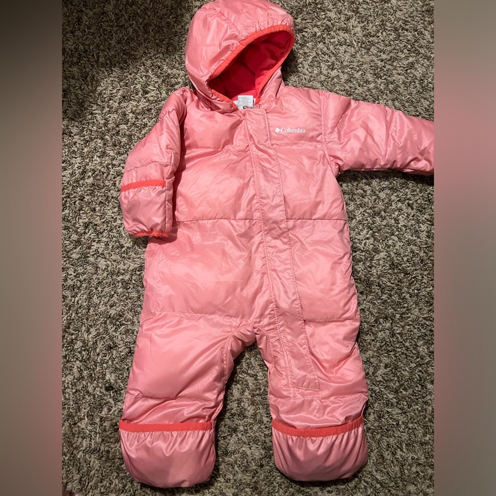 Columbia Fleece Lined Baby Bunting Snowsuit. Size: 6-12month. Vguc- Pink
